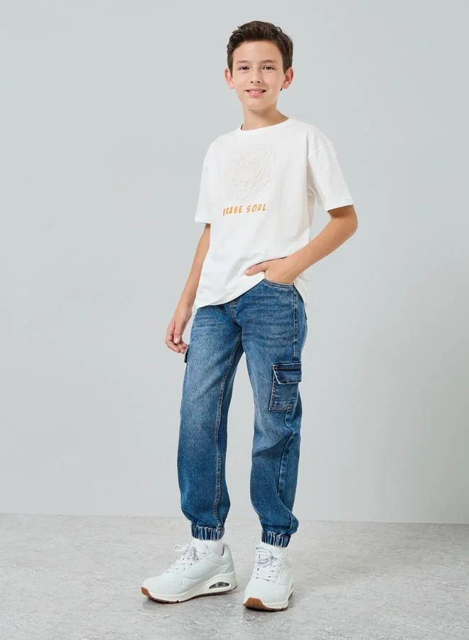 ستايلي بنطال جوغر جينز أزرق داكن قطني